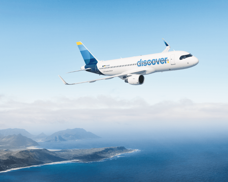 Ein Discover Airlines A320-200 kurz nach dem Start in der Luft | © Discover Airlines